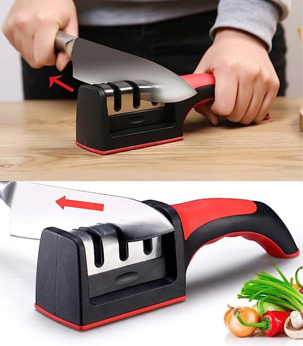 3-in-1 Knife Sharpener Set with Ceramic Peeler β 3-Stage Diamond Coated Sharpener for Kitchen, Fruit & Meat Knives