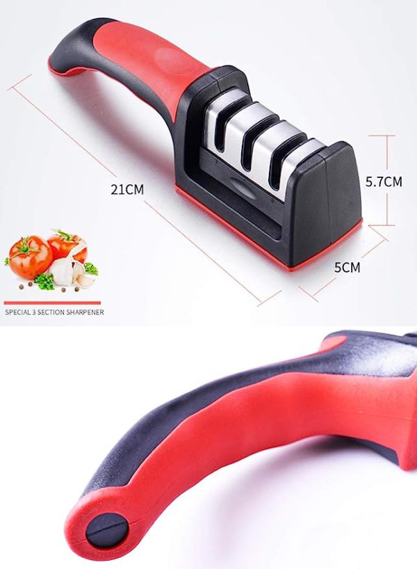 3-in-1 Knife Sharpener Set with Ceramic Peeler β 3-Stage Diamond Coated Sharpener for Kitchen, Fruit & Meat Knives