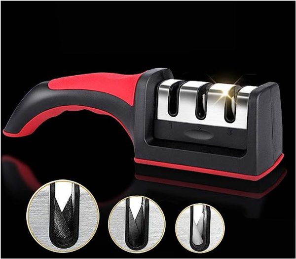 3-in-1 Knife Sharpener Set with Ceramic Peeler β 3-Stage Diamond Coated Sharpener for Kitchen, Fruit & Meat Knives