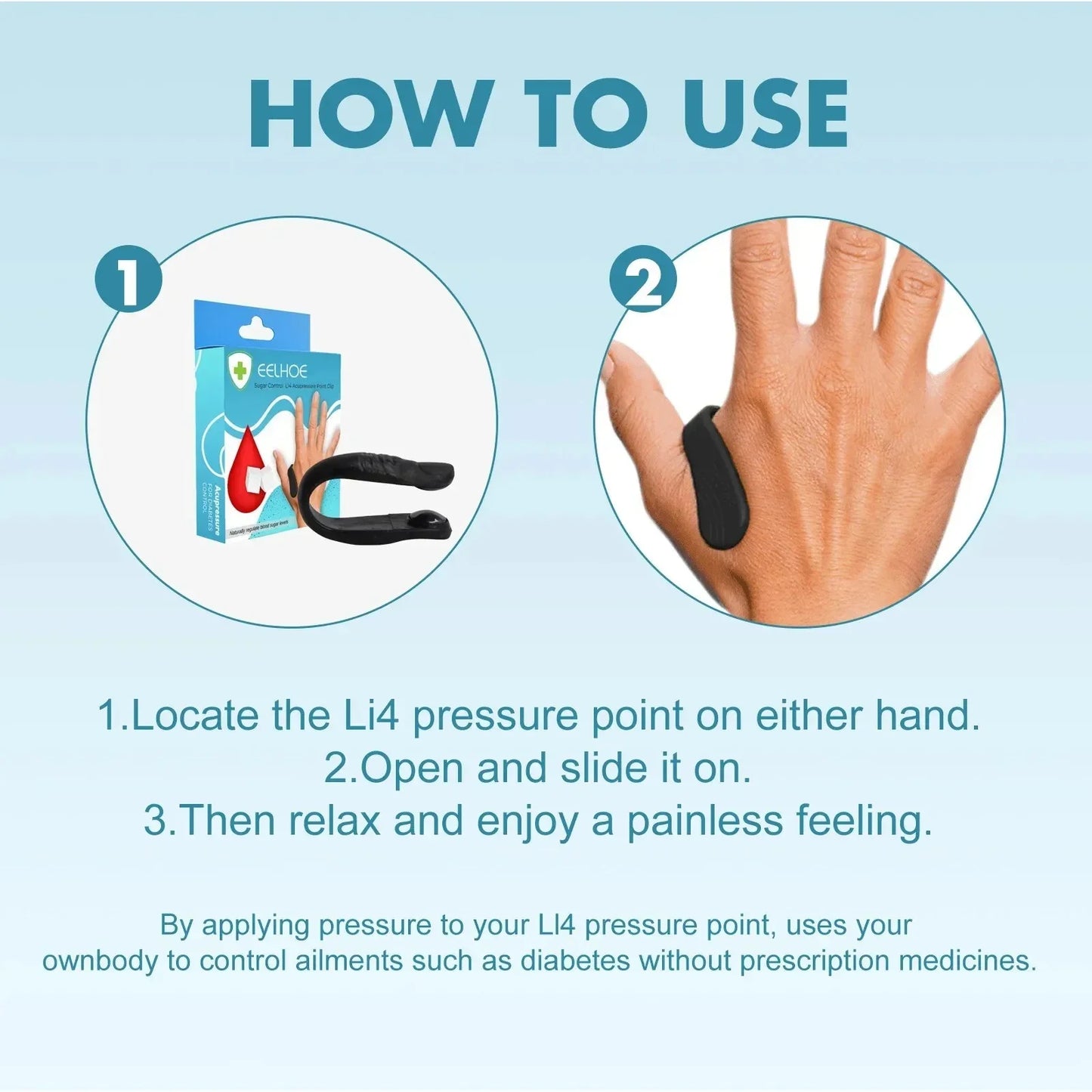 Acupressure Hand Clip for Sugar Control & Headache Relief
