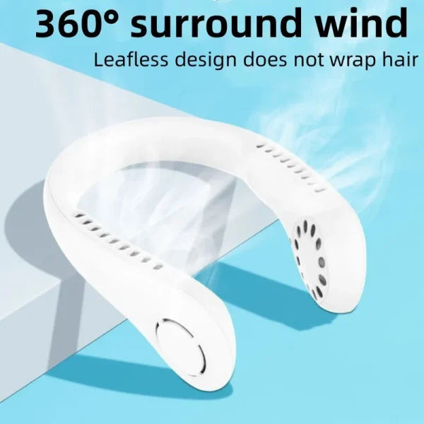 Vaneless Hanging Neck Fan – Portable Bladeless Rechargeable Air Conditioner with Silent Cooling