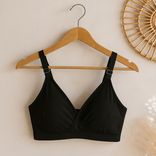 Black Sada Cotton Bra – Soft 3 Hook Support Bra For Women