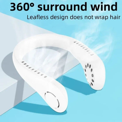 Vaneless Hanging Neck Fan – Portable Bladeless Rechargeable Air Conditioner with Silent Cooling